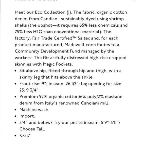 Madewell 9 Inch High Rise Skinny Crop Jeans Delmar Wash Distressed Size 29 - Picture 15 of 15